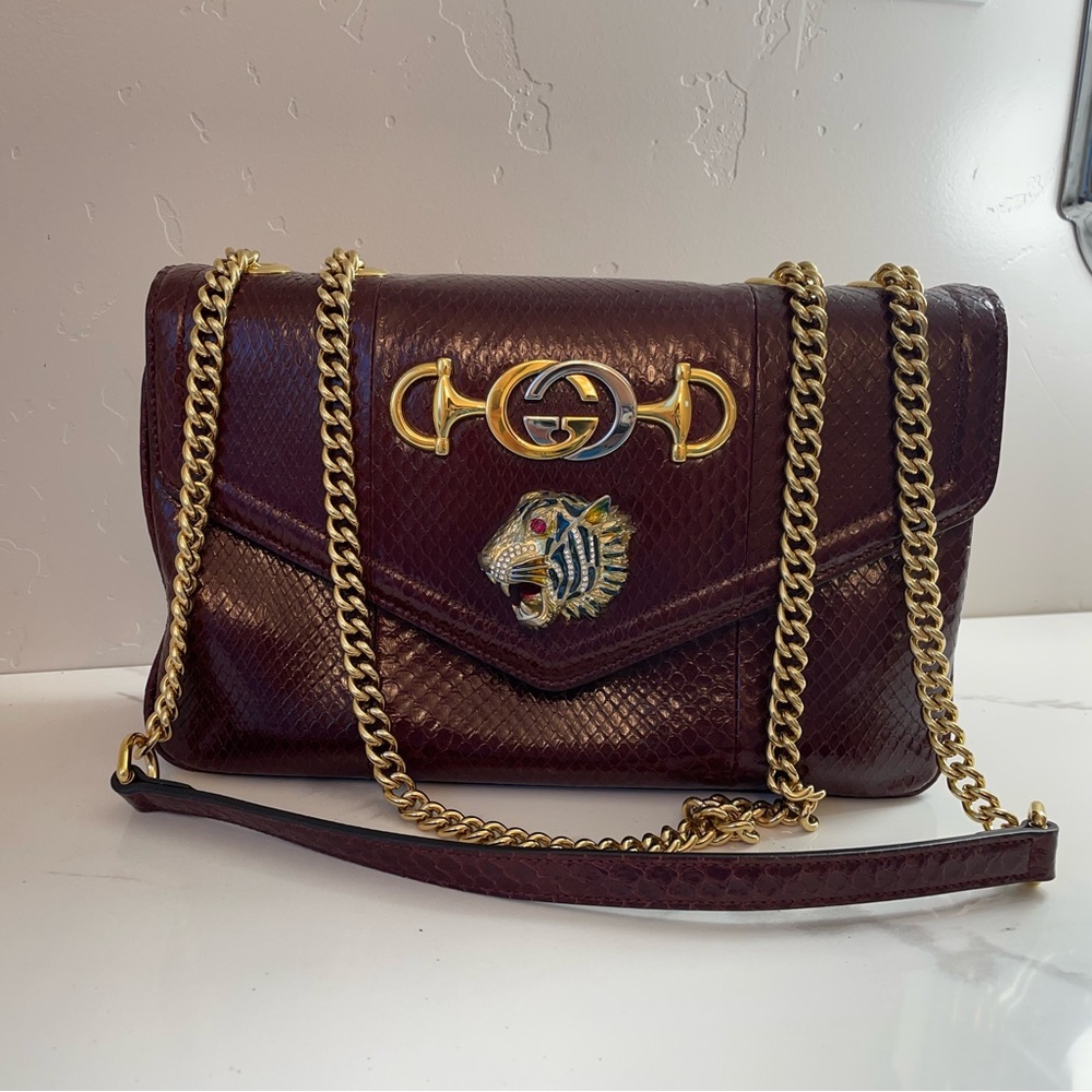 Gucci NWOT Rajah Red Python Shoulder Flap Bag - Picture 2 of 16